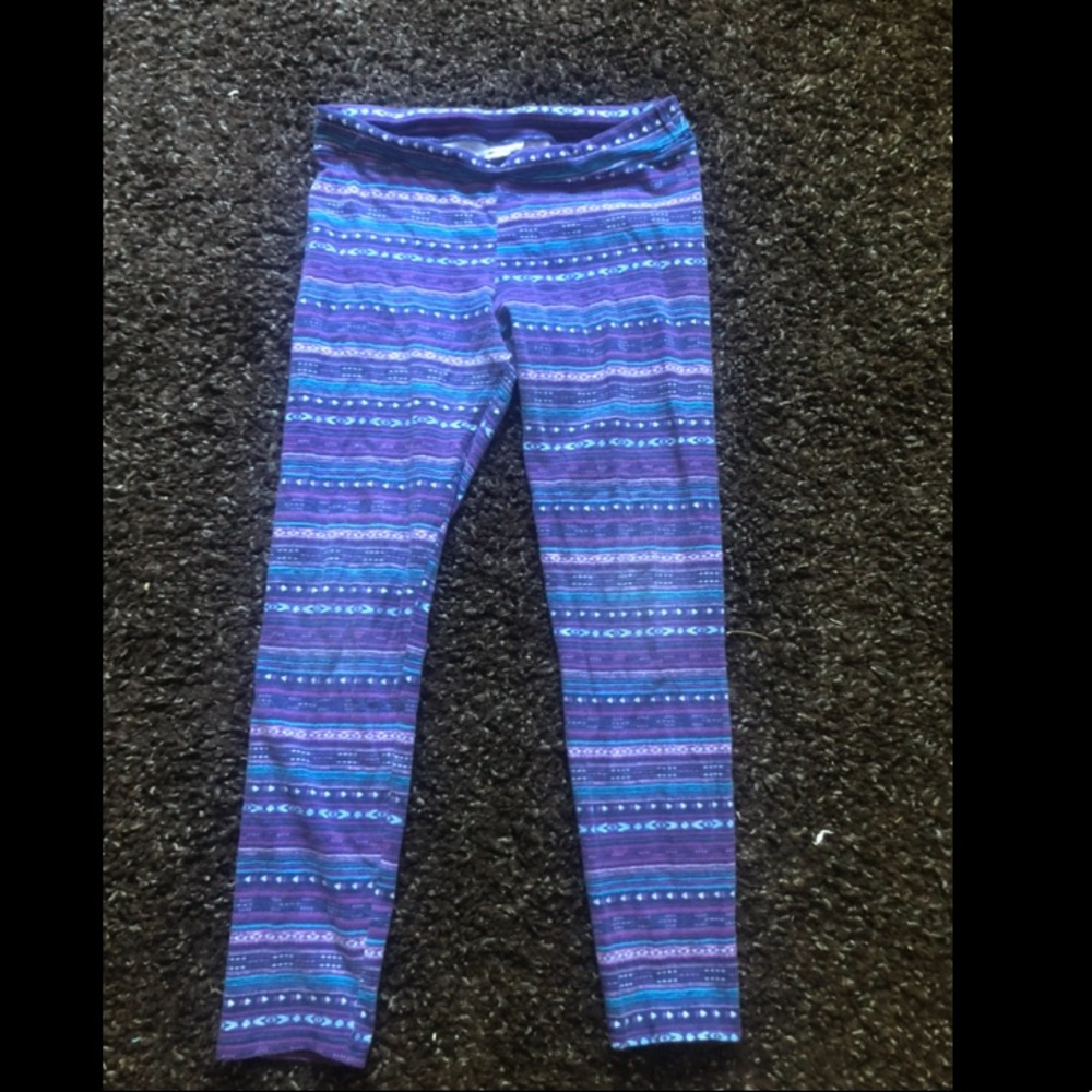 Girls Patterned Leggings! Fun Purple & Blue Stripe